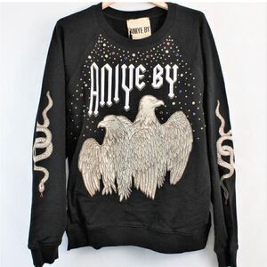 Aniye By Eagle Long Sleeved Cotton Sweatshirt in Black -Women's Size L